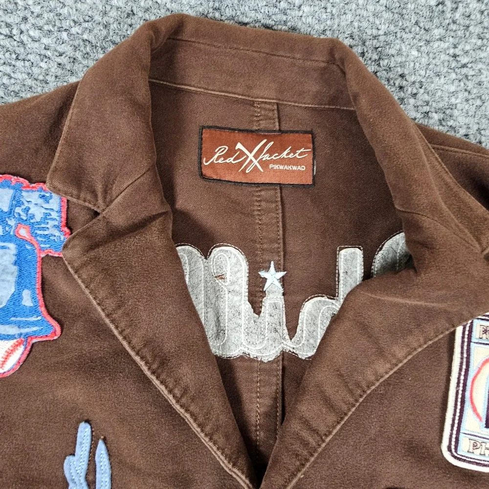 Vtg Red X Jacket Pikwakwad Philadelphia Phillies Chore Coat Blazer Brown Mens